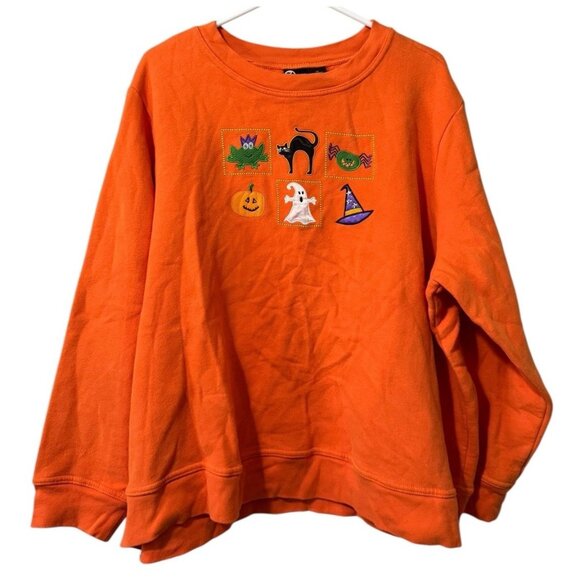 Holiday Editions Halloween Women Size 2X Crewneck Sweatshirt Embroidered Fall - Picture 1 of 11